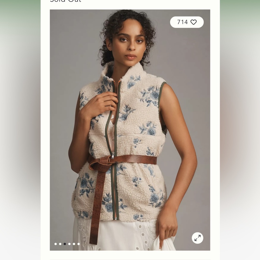 Anthropologie embroidered Sherpa vert